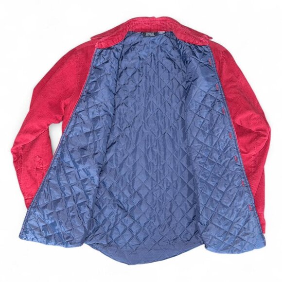 Vintage Sears 70s 80s Red Corduroy Button-Up Quilted Lined Long Sleeve Shirt Med - Picture 4 of 8